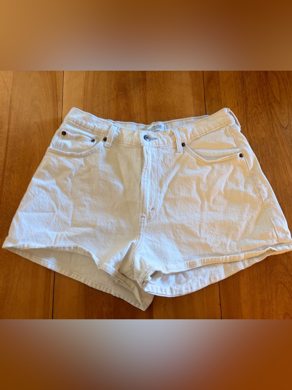 Abercrombie & Fitch Curve Love White Denim Cutoff Shorts